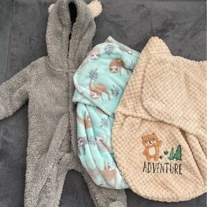 Cozy Adventure Kids Blanket Set - Beige and Blue